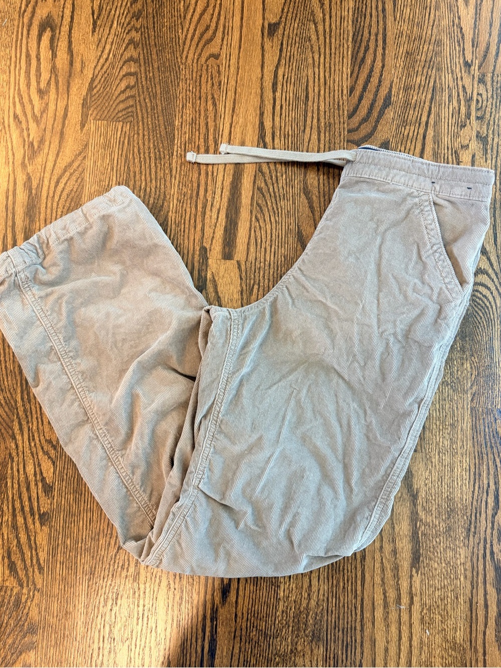 Hollister Men's Corduroy Drawstring Pants in Light Taupe